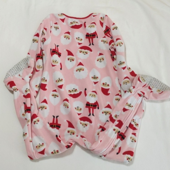 carter's pink santa christmas fleece zipper footie sleeper pajamas size 5 girls - Picture 5 of 5